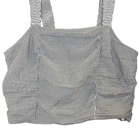 Pilcro Anthropologie Shirt‎ Womens 3X Crop Tank Top Gray White Seersucker Boho - Picture 4 of 6